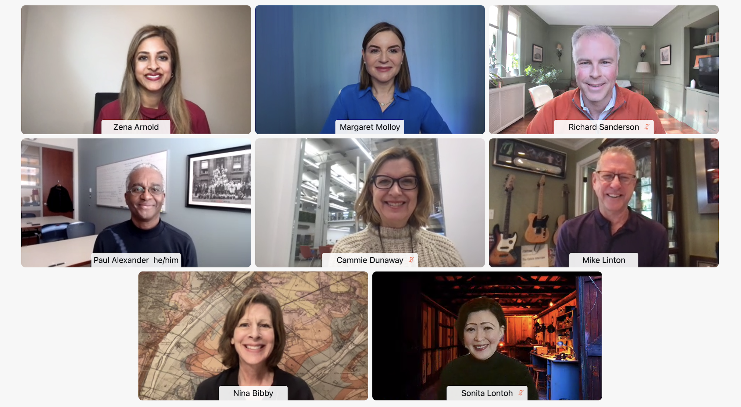 Siegel+Gale's Global CMO, Margaret Molloy, on a video call with 7 marketing executives on Corporate Public Boards