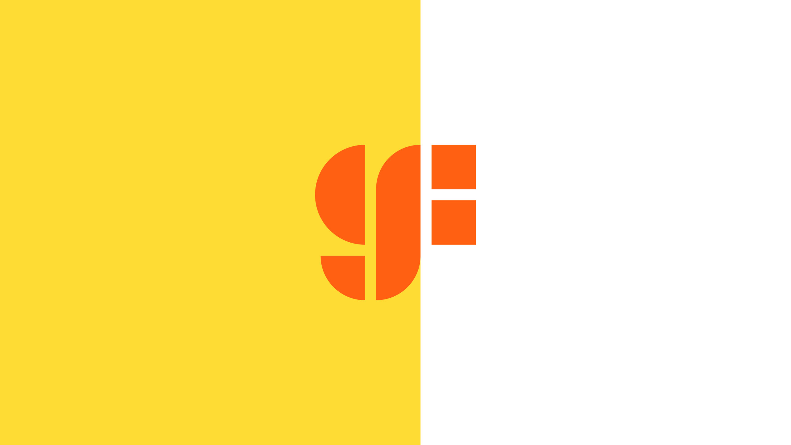 New Orange Global Foundries logo over a split yellow and white background