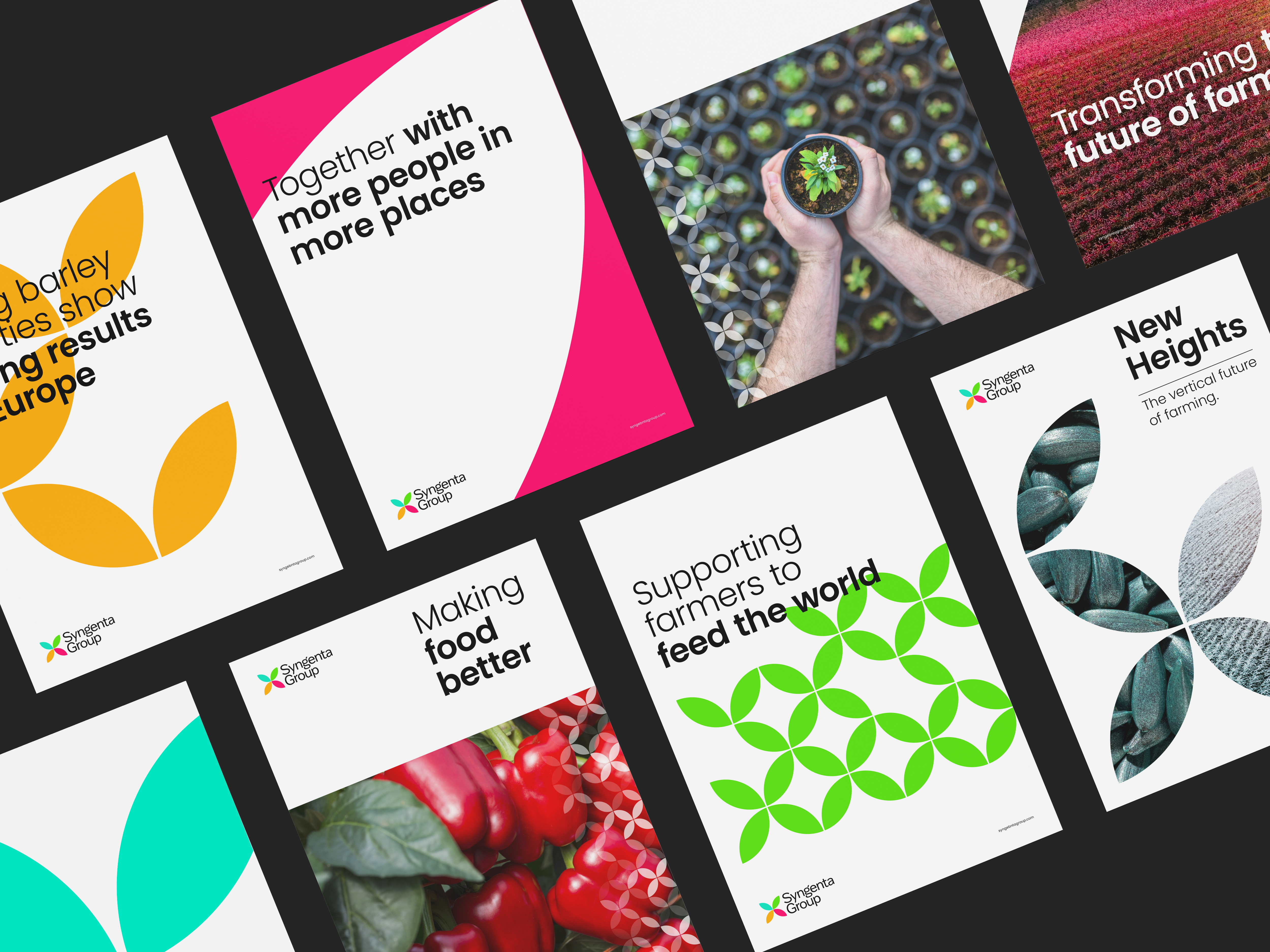 Eight newly designed posters from Syngenta Group’s recent rebranding work with Siegel+Gale