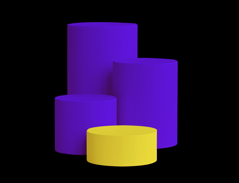 3 different sized purple cylinders and one small yellow cylinder, Unlocking Brand: Measurement over Management